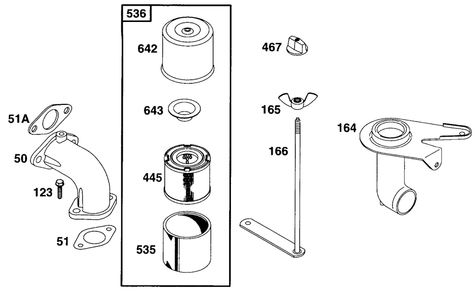 Air Cleaner Grp Diagram and Parts List for 233452-0636-XX  Briggs and Stratton Engine